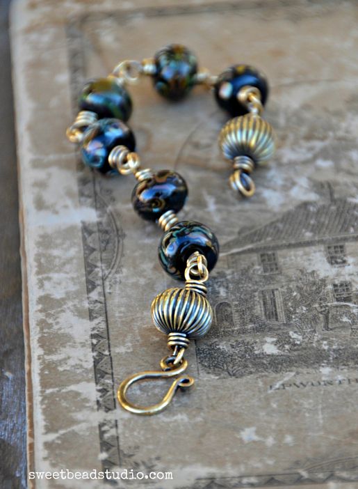 Black Magic set_lampwork bracelet by Cindy Wimmer {sweetbeadstudio}