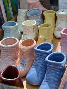 Vintage baby shoe planters