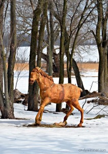 Rusty horse statue at Lucketts