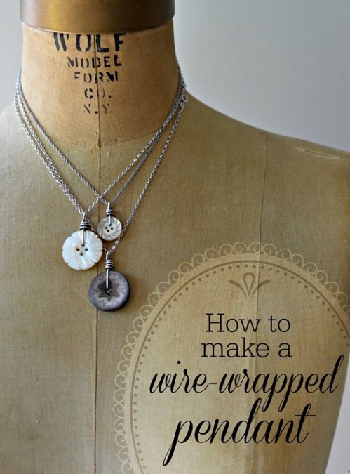 Wire wrapped button pendant tutorial